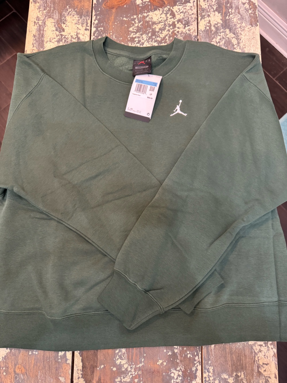 Jordan Hunter Green Crew Sweatshirt with White Jumpman